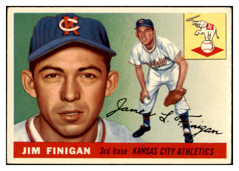 1955 Topps Baseball #014 Jim Finigan A's EX 501261