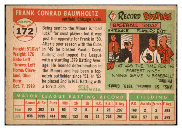 1955 Topps Baseball #172 Frank Baumholtz Cubs NR-MT 501384