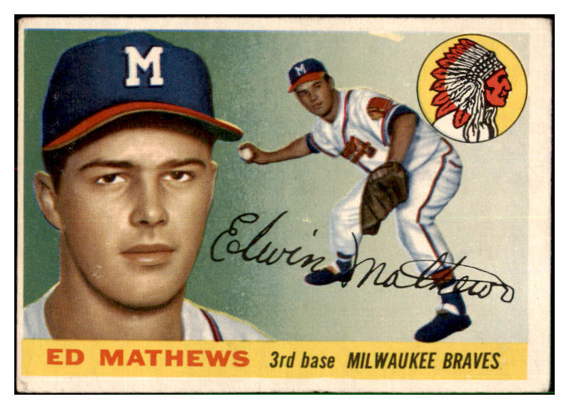 1955 Topps Baseball #155 Eddie Mathews Braves VG-EX 501541