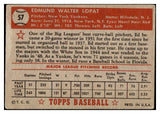 1952 Topps Baseball #057 Eddie Lopat Yankees Good Red 501548