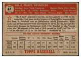 1952 Topps Baseball #067 Allie Reynolds Yankees Good Red 501549