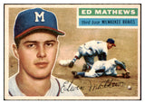 1956 Topps Baseball #107 Eddie Mathews Braves EX Gray 501577