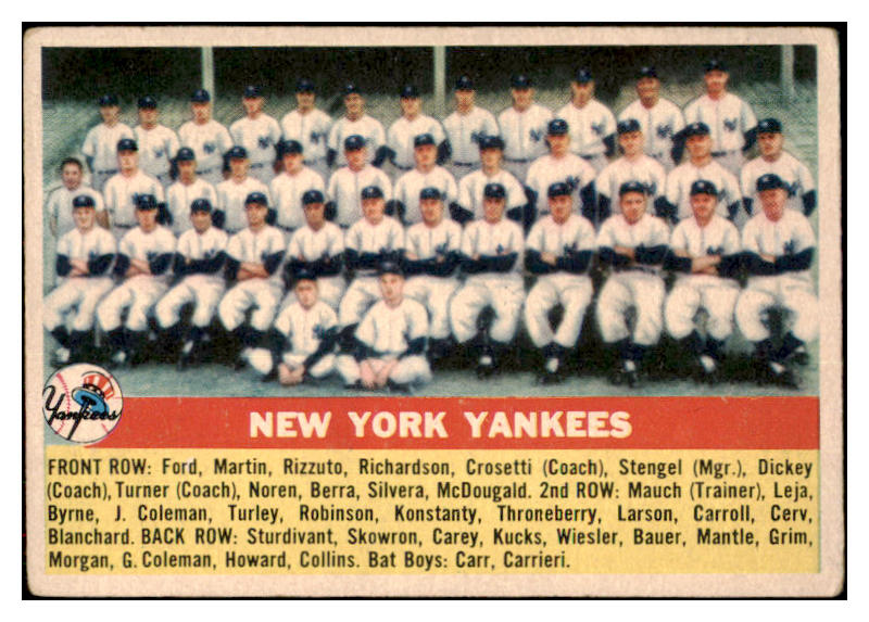 1956 Topps Baseball #251 New York Yankees Team VG-EX 501583
