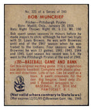 1949 Bowman Baseball #221 Bob Muncrief Pirates EX 501777