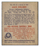 1949 Bowman Baseball #222 Alex Kellner A's NR-MT 501801