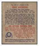 1949 Bowman Baseball #218 Dick Kryhoski Yankees EX-MT 501831