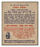 1949 Bowman Baseball #215 Kirby Higbe Pirates EX-MT 501832