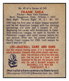 1949 Bowman Baseball #049 Frank Shea Yankees EX-MT 501864