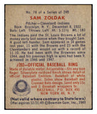 1949 Bowman Baseball #078 Sam Zoldak Indians EX-MT Name Front 501874