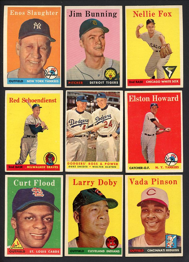 1958 Topps Set Lot 390 Diff EX-MT Fox Bunning Snider Doby 501928