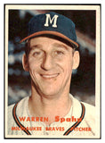 1957 Topps Baseball #090 Warren Spahn Braves EX+/EX-MT 501980