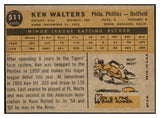 1960 Topps Baseball #511 Ken Walters Phillies NR-MT 502100