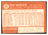 1964 Topps Baseball #542 Don Mincher Twins VG 502186