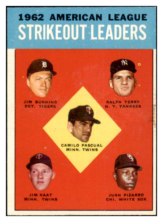 1963 Topps Baseball #010 A.L. Strike Out Leaders Jim Bunning EX-MT 502389