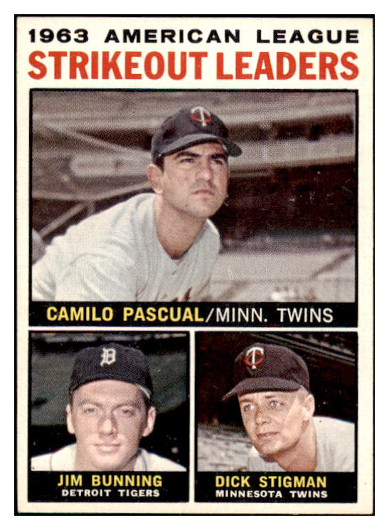 1964 Topps Baseball #006 A.L. Strike Out Leaders Jim Bunning EX-MT 502396