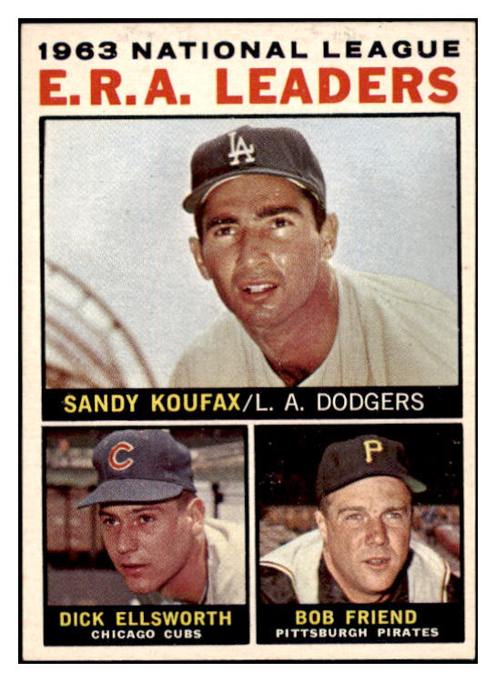 1964 Topps Baseball #001 N.L. ERA Leaders Sandy Koufax EX-MT 502491
