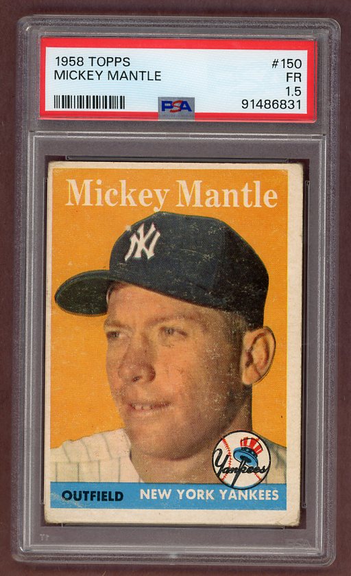 1958 Topps Baseball #150 Mickey Mantle Yankees PSA 1.5 FR 502695