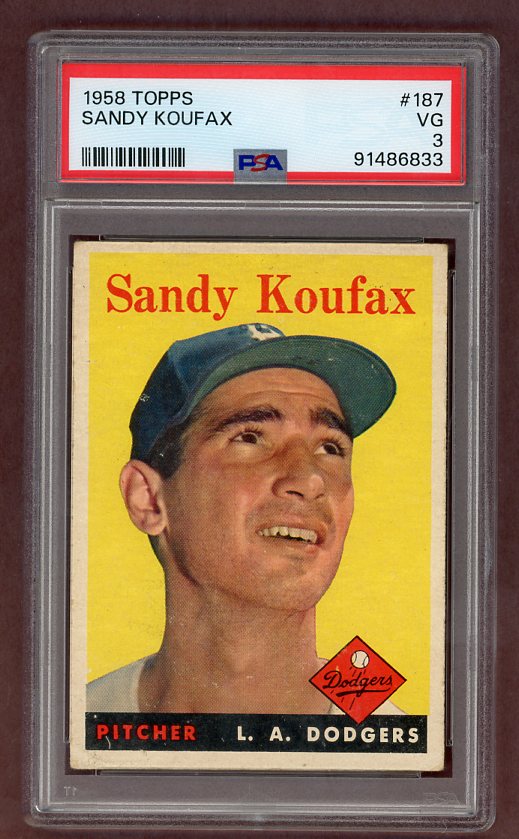 1958 Topps Baseball #187 Sandy Koufax Dodgers PSA 3 VG 502723
