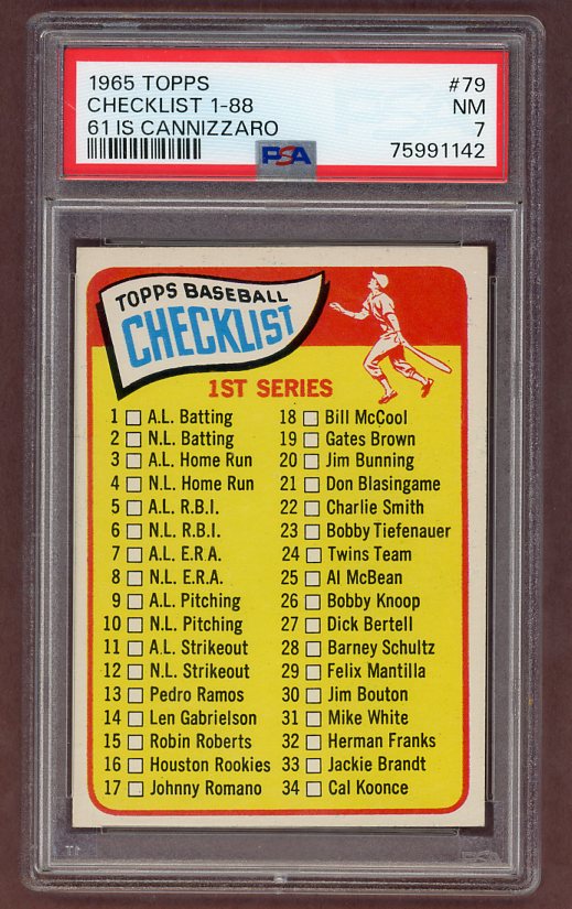 1965 Topps Baseball #079 Checklist 1 PSA 7 NM 502768