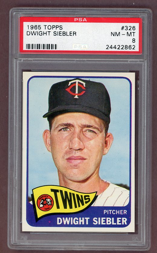 1965 Topps Baseball #326 Dwight Siebler Twins PSA 8 NM/MT 502780