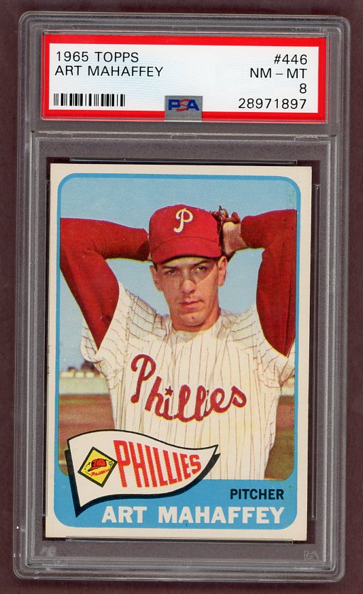 1965 Topps Baseball #446 Art Mahaffey Phillies PSA 8 NM/MT 502823