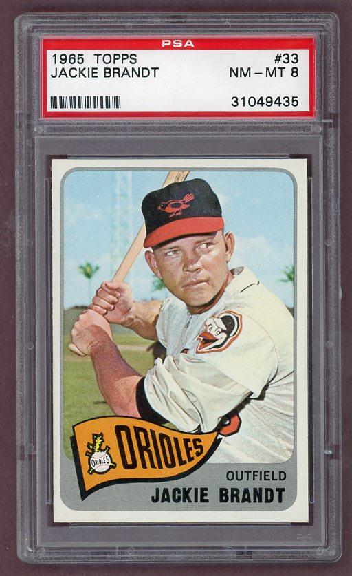 1965 Topps Baseball #033 Jackie Brandt Orioles PSA 8 NM/MT 502838