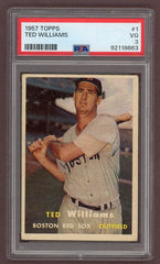 1957 Topps Baseball #001 Ted Williams Red Sox PSA 3 VG 502907