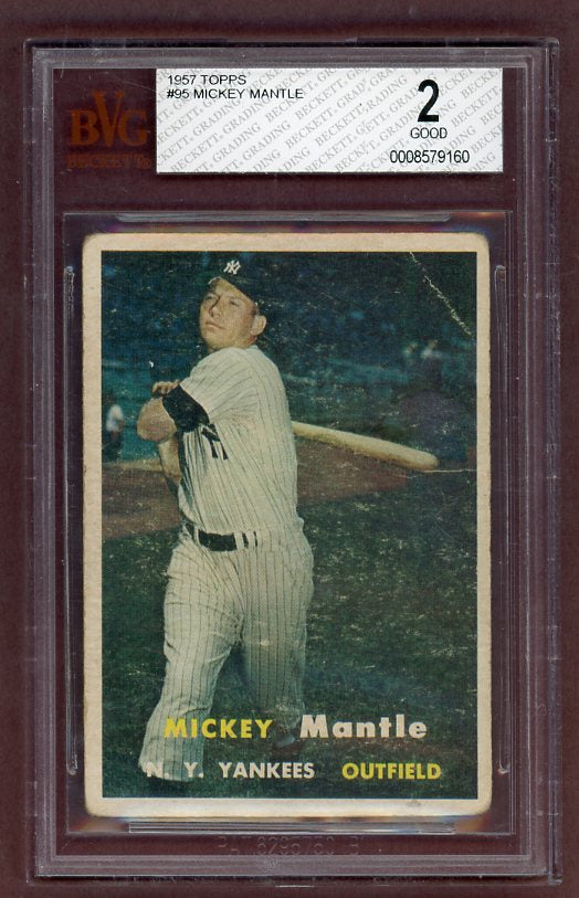 1957 Topps Baseball #095 Mickey Mantle Yankees BVG 2 GD 502941