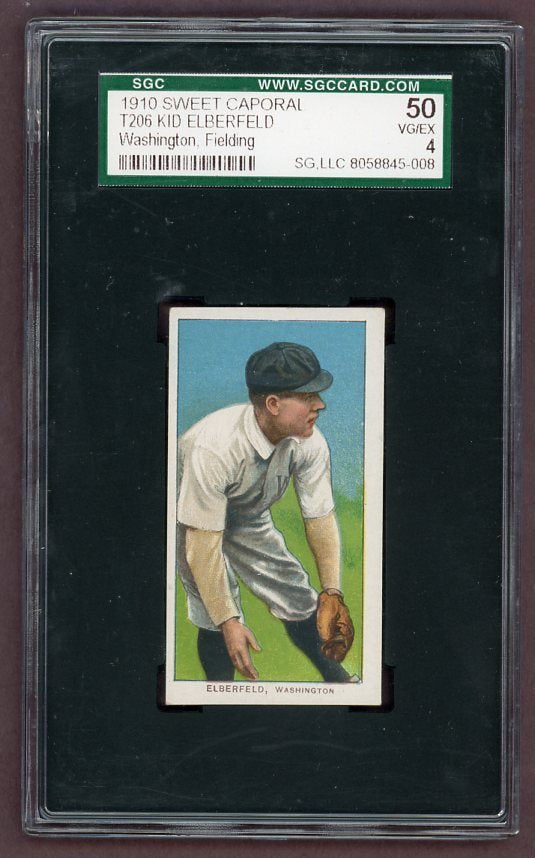 1909 T206 Kid Elberfeld Senators Fielding SGC 4 VG-EX 503037