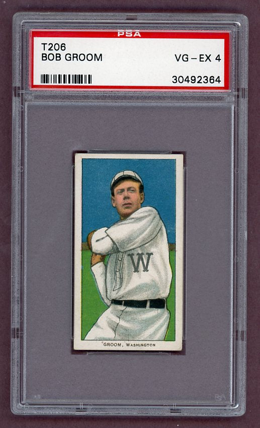 1909 T206 Bob Groom Senators PSA 4 VG-EX 503041