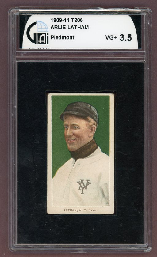 1909-11 T206 T 206 Arlie Latham Giants GAI 3.5 VG+ 503072