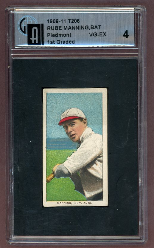 1909-11 T206 T 206 Rube Manning Yankees GAI 4 VG-EX 503083