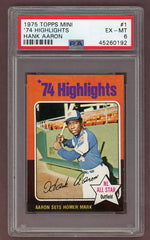 1975 Topps Mini Baseball #001 Hank Aaron HL Braves PSA 6 EX-MT 503134