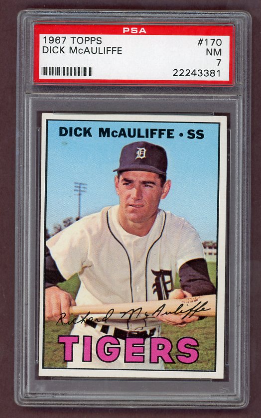 1967 Topps Baseball #170 Dick McAuliffe Tigers PSA 7 NM 503136