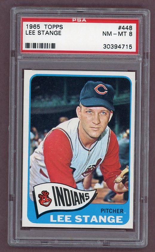 1965 Topps Baseball #448 Lee Stange Indians PSA 8 NM/MT 503177