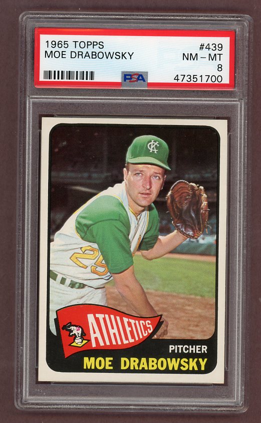 1965 Topps Baseball #439 Moe Drabowsky A's PSA 8 NM/MT 503181