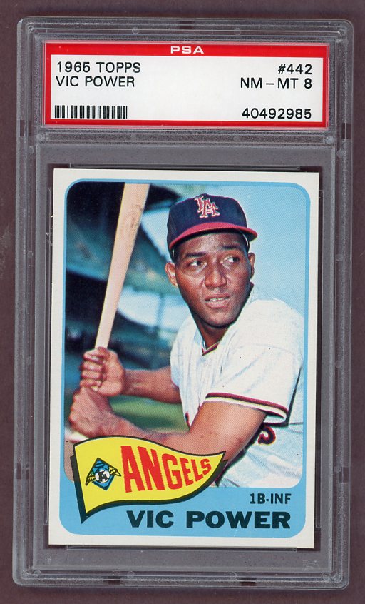 1965 Topps Baseball #442 Vic Power Angels PSA 8 NM/MT 503184