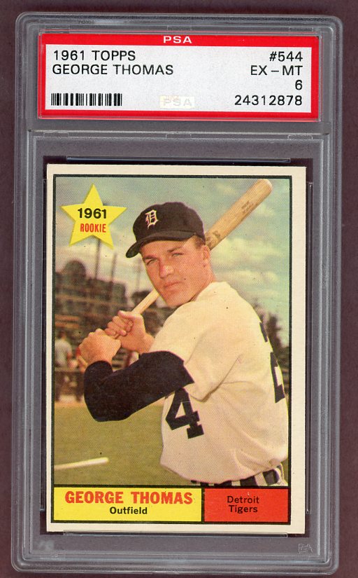 1961 Topps Baseball #544 George Thomas Tigers PSA 6 EX-MT 503203