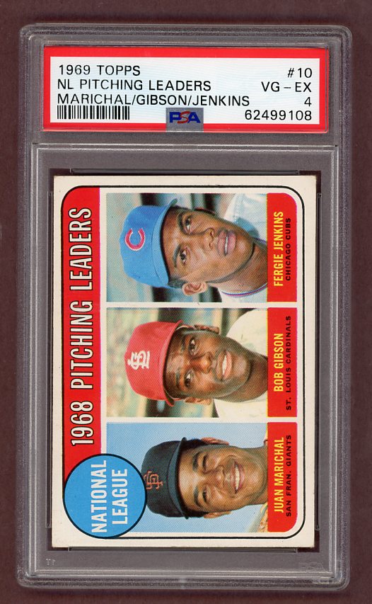 1969 Topps Baseball #010 N.L. Win Leaders Bob Gibson PSA 4 VG-EX 503250