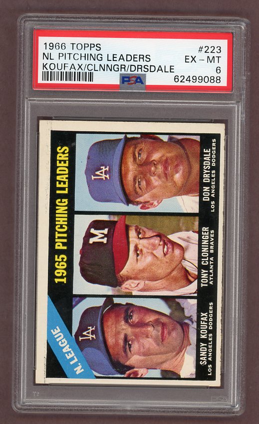 1966 Topps Baseball #223 N.L. Win Leaders Sandy Koufax PSA 6 EX-MT 503251