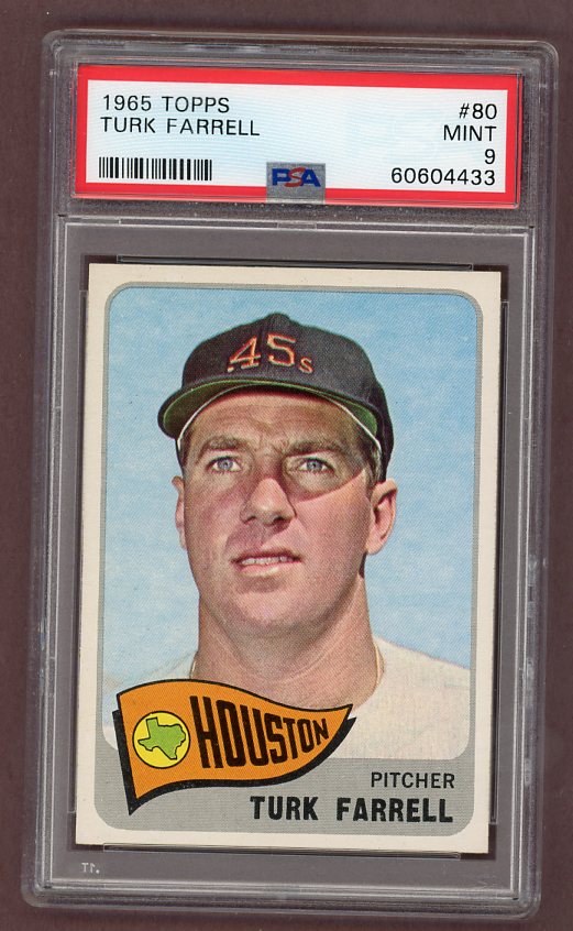 1965 Topps Baseball #080 Turk Farrell Astros PSA 9 MINT 503294