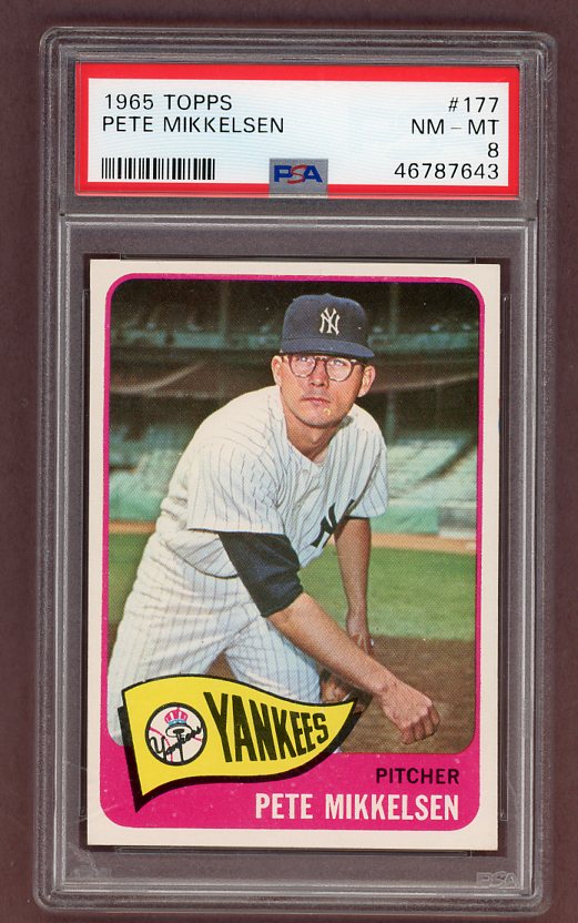 1965 Topps Baseball #177 Pete Mikkelsen Yankees PSA 8 NM/MT 503333