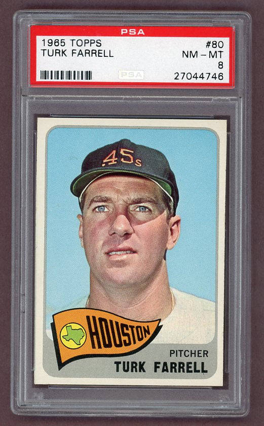 1965 Topps Baseball #080 Turk Farrell Astros PSA 8 NM/MT 503369