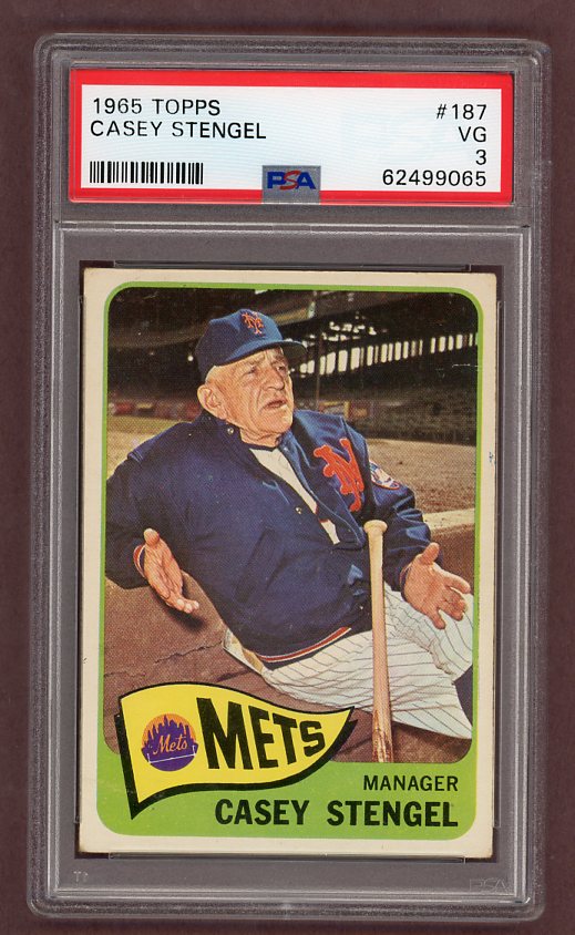 1965 Topps Baseball #187 Casey Stengel Mets PSA 3 VG 503374