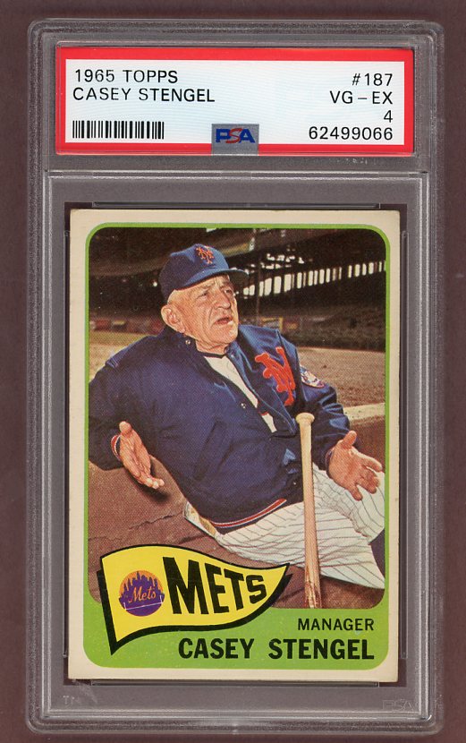 1965 Topps Baseball #187 Casey Stengel Mets PSA 4 VG-EX 503388