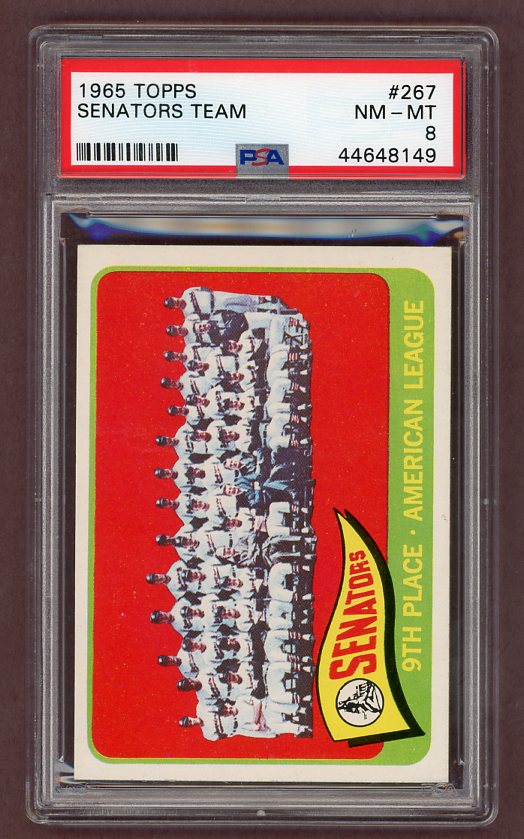 1965 Topps Baseball #267 Washington Senators Team PSA 8 NM/MT 503397