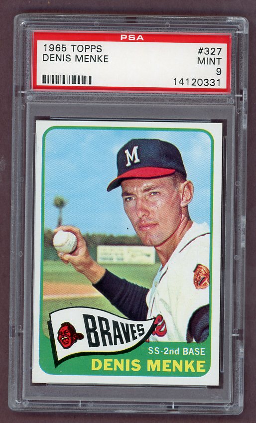 1965 Topps Baseball #327 Denis Menke Braves PSA 9 MINT 503417