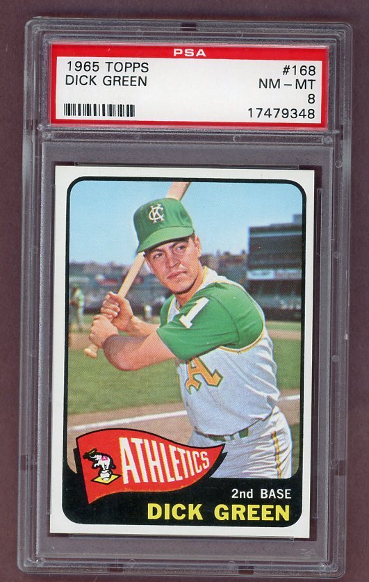 1965 Topps Baseball #168 Dick Green A's PSA 8 NM/MT 503517