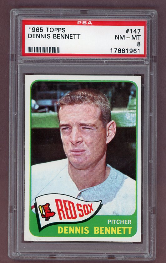 1965 Topps Baseball #147 Dennis Bennett Red Sox PSA 8 NM/MT 503521