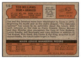 1972 Topps Baseball #510 Ted Williams Rangers VG-EX 503576